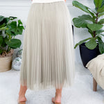 Sharlene Sage Pleated Tulle Midi Skirt Lucy Paris