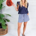 Sheila Navy Check Shorts Entro