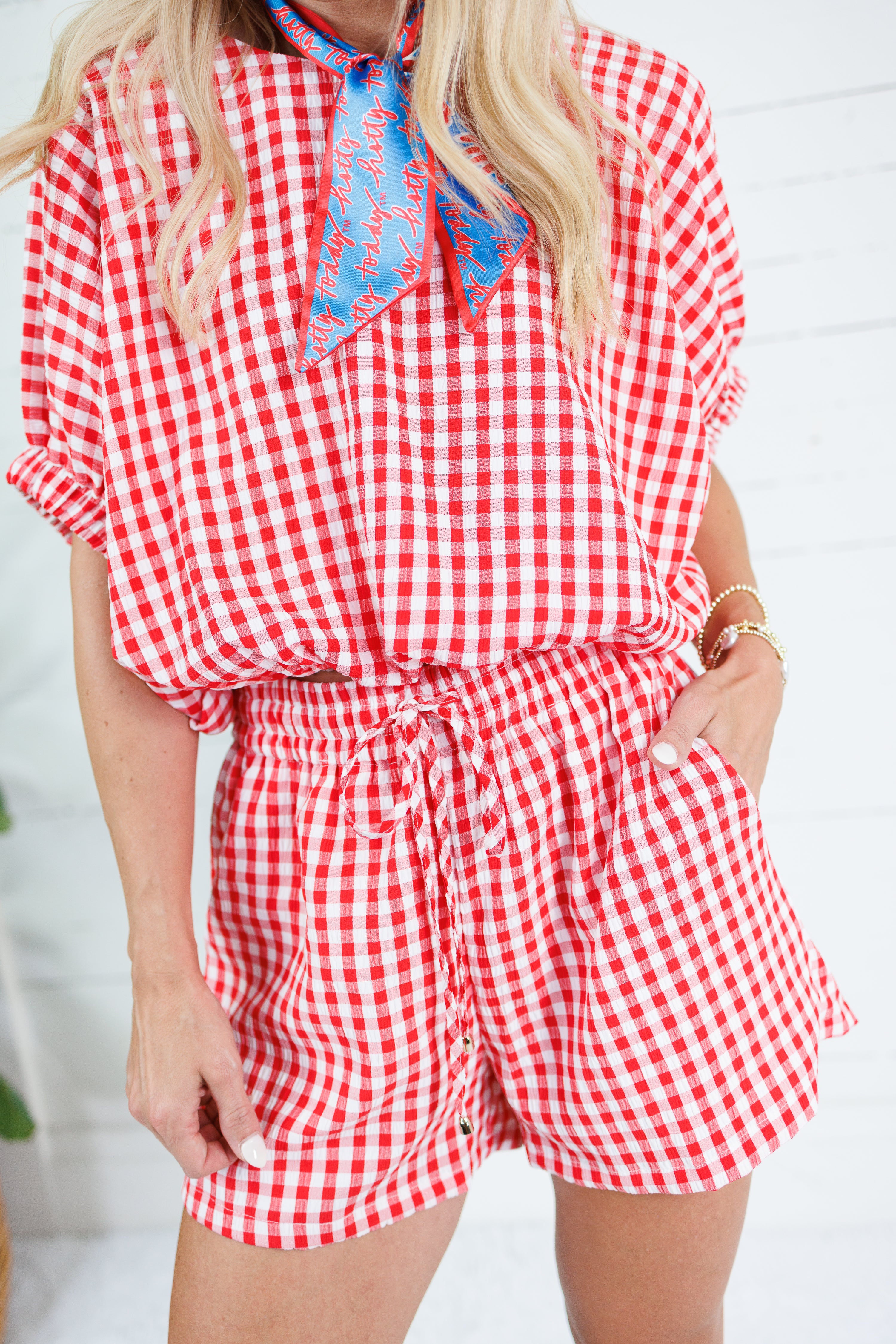 Sheila Red Check Shorts Entro