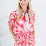 Sheila Red Check Shorts Entro
