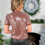 Shelby Brown Knit + Clear Sequin Top Jodifl