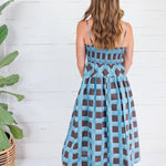 Sherri Blue + Brown Checkerboard Maxi Dress Entro