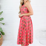 Sherri Coral + Brown Checkerboard Maxi Dress Entro