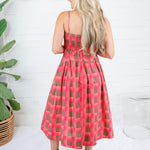 Sherri Coral + Brown Checkerboard Maxi Dress Entro