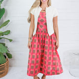 Sherri Coral + Brown Checkerboard Maxi Dress Entroht.