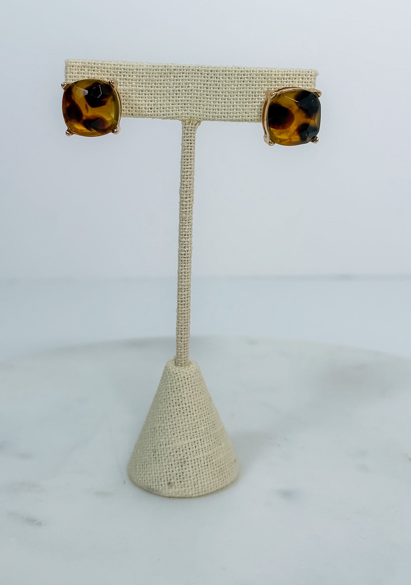 Sicily Square Tortoise Stud Earrings 