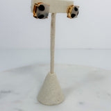 Sicily Square White + Navy Tortoise Stud Earrings