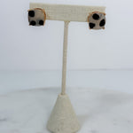 Sicily Square White + Navy Tortoise Stud Earrings