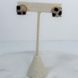 Sicily Square White + Navy Tortoise Stud Earrings