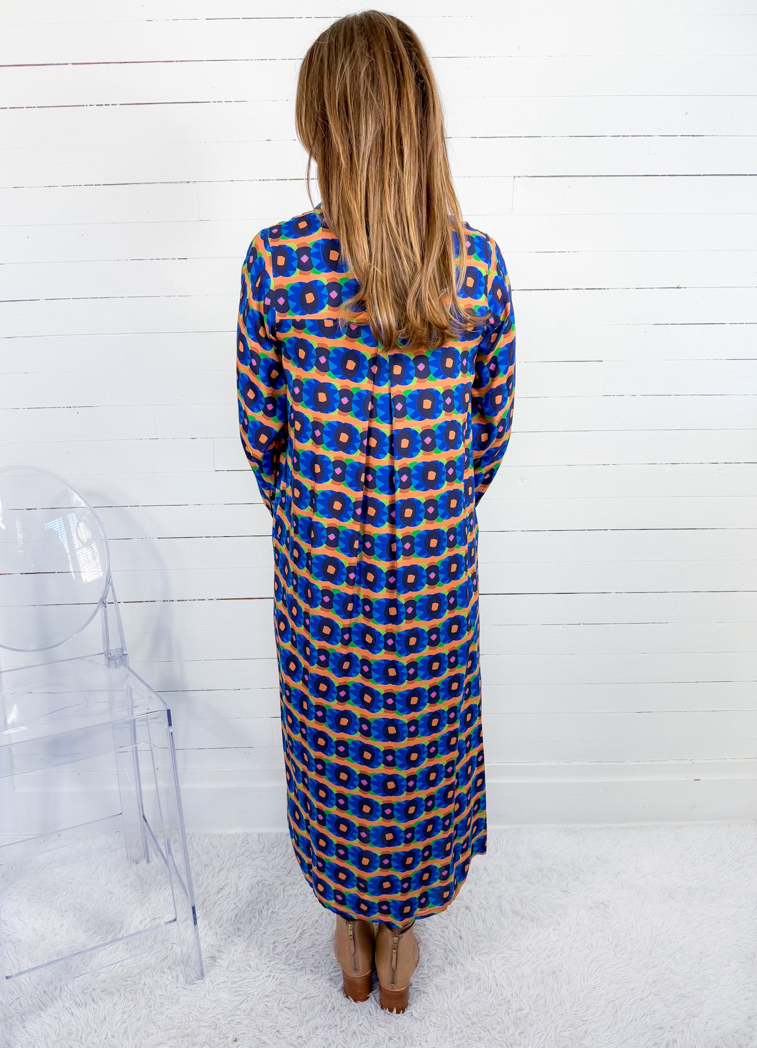 Sienna Blue Print Maxi Dress Briton Court