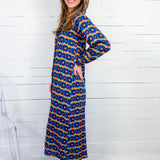 Sienna Blue Print Maxi Dress Briton Court