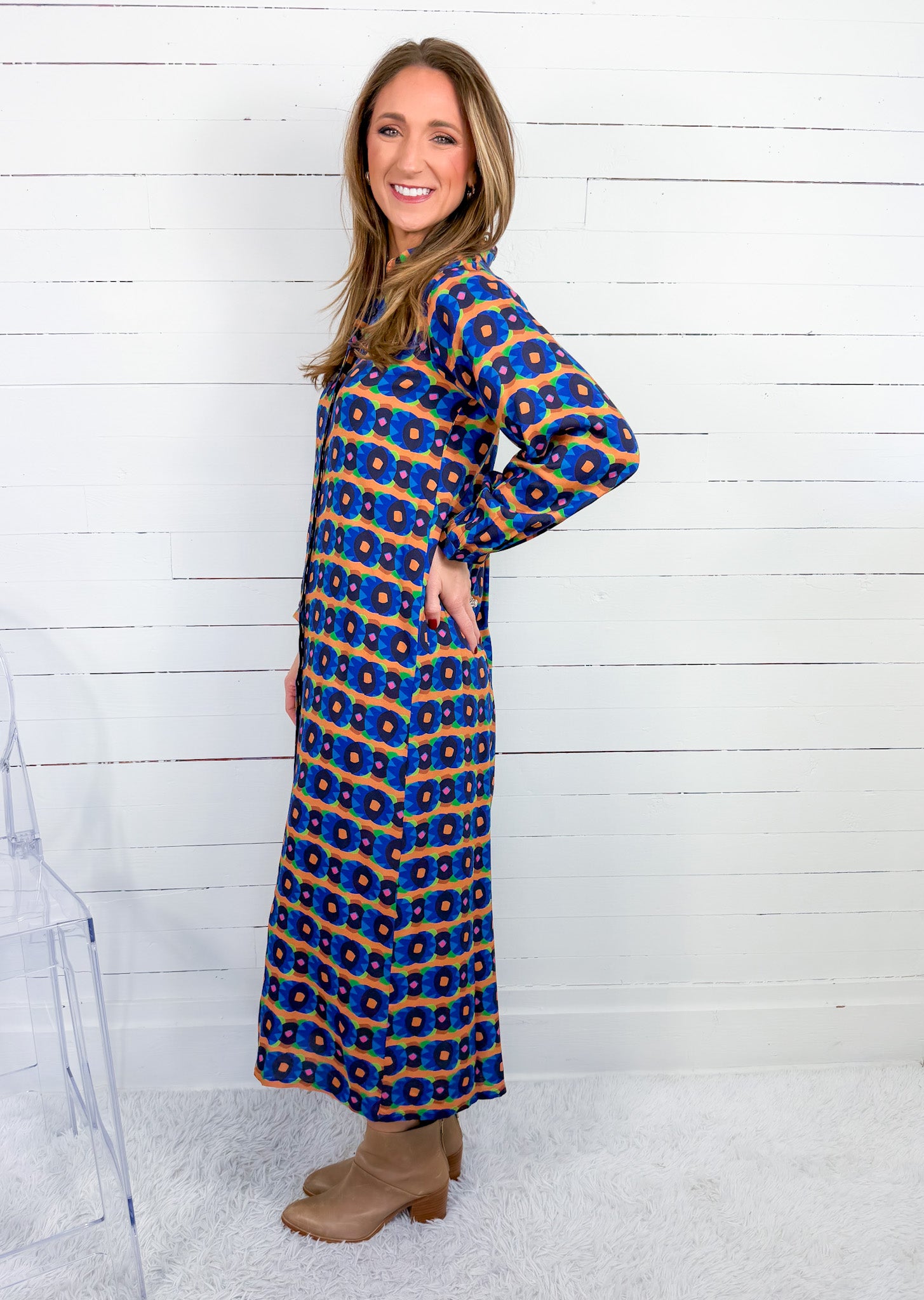 Sienna Blue Print Maxi Dress Briton Court