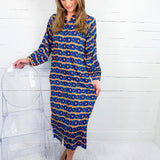 Sienna Blue Print Maxi Dress Briton Court