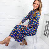 Sienna Blue Print Maxi Dress Briton Court