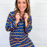 Sienna Blue Print Maxi Dress Briton Court