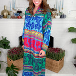 Sienne Blue Turquoise Midi Dress Briton Court