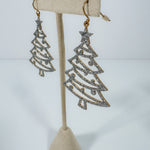 Silver Glitter Christmas Tree Earrings
