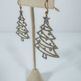 Silver Glitter Christmas Tree Earrings