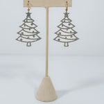 Silver Glitter Christmas Tree Earrings