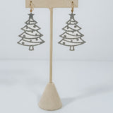Silver Glitter Christmas Tree Earrings