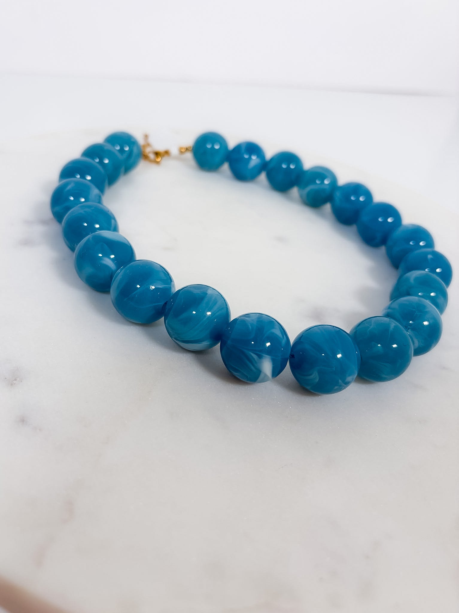 Simpson Blue Ball Beaded Necklace
