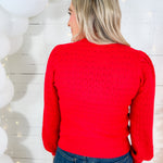 Simpson Scalloped Edge Red Sweater