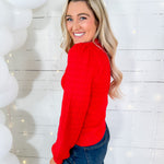 Simpson Scalloped Edge Red Sweater