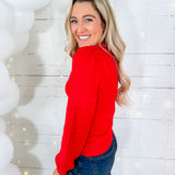 Simpson Scalloped Edge Red Sweater