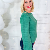 Simpson Scalloped Edge Sea Green Sweater 