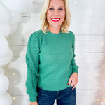 Simpson Scalloped Edge Sea Green Sweater 