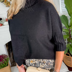 Sims Black Ribbed Turtleneck Sweater