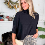 Sims Black Ribbed Turtleneck Sweater