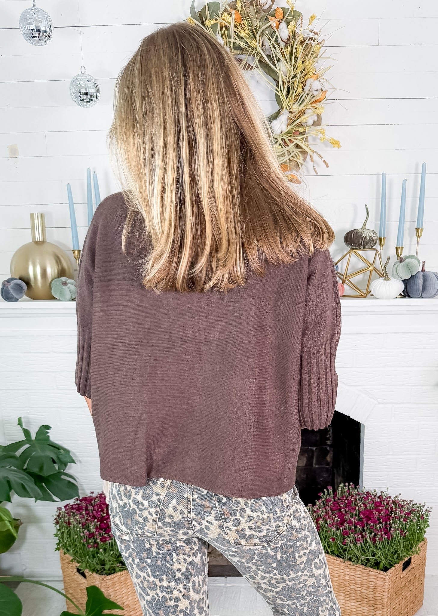 Sims Chocolate Ribbed Turtleneck Sweater