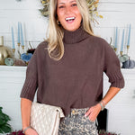 Sims Chocolate Ribbed Turtleneck Sweater