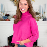 Sims Fuchsia Ribbed Turtleneck Sweater