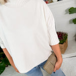 Sims Ivory Ribbed Turtleneck Sweater