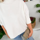 Sims Ivory Ribbed Turtleneck Sweater