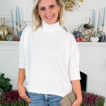 Sims Ivory Ribbed Turtleneck Sweater
