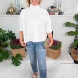 Sims Ivory Ribbed Turtleneck Sweater