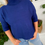Sims Navy Ribbed Turtleneck Sweater