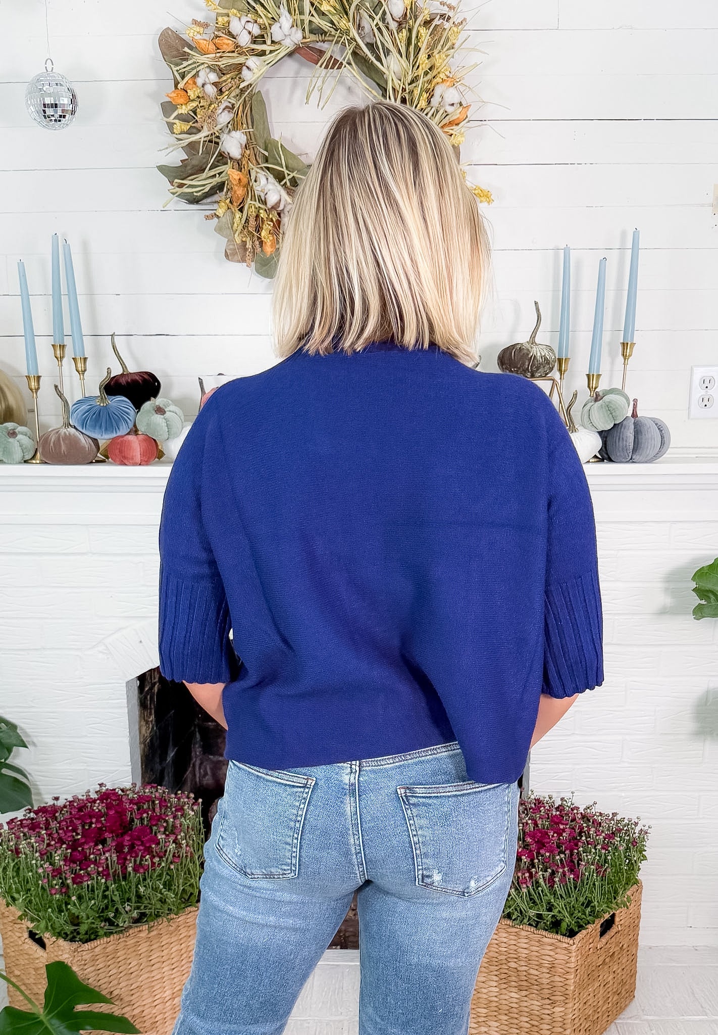 Sims Navy Ribbed Turtleneck Sweater