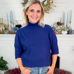 Sims Navy Ribbed Turtleneck Sweater