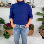 Sims Navy Ribbed Turtleneck Sweater