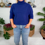 Sims Navy Ribbed Turtleneck Sweater