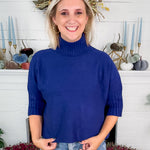 Sims Navy Ribbed Turtleneck Sweater