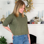 Sims Olive Ribbed Turtleneck Sweater