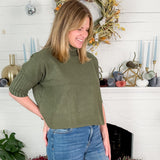 Sims Olive Ribbed Turtleneck Sweater