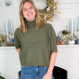 Sims Olive Ribbed Turtleneck Sweater