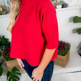 Sims Red Ribbed Turtleneck Sweater