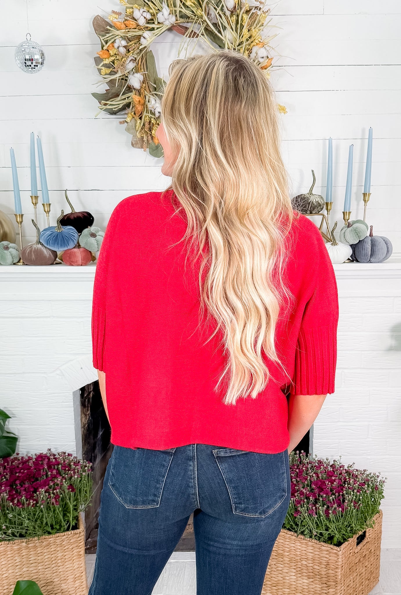 Sims Red Ribbed Turtleneck Sweater